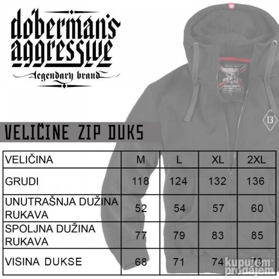 DUKS ZIP Rebellion "13" HOODIE (Doberman)