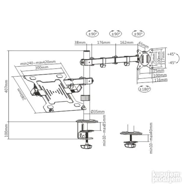 Nosač, Gembird MA-DA-03 17-32"