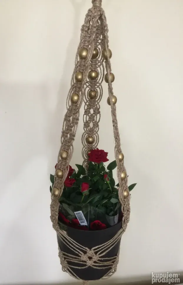 Makrame držač za saksiju od prirodng materijala, BOHO style
