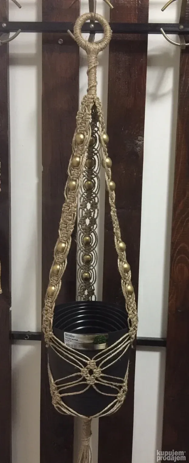 Makrame držač za saksiju od prirodng materijala, BOHO style