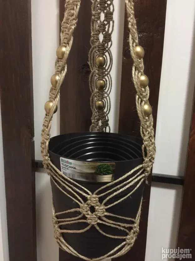 Makrame držač za saksiju od prirodng materijala, BOHO style