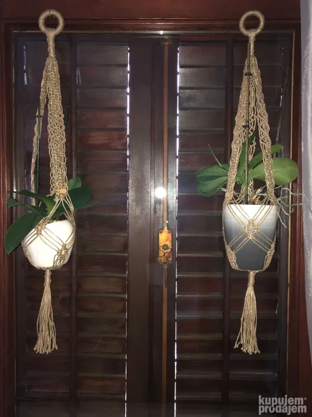 Makrame držač za saksiju od prirodng materijala, BOHO style