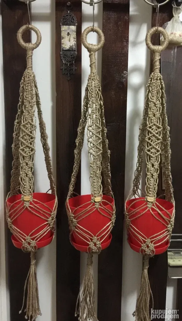 Makrame držač za saksiju od prirodng materijala, BOHO style