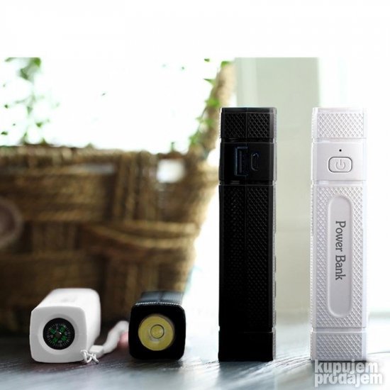3u1 PowerBank EKSTERNA Baterija 2600mAh Sa KOMPASOM i LAMPOM