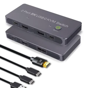 8K USB Type-C DisplayPort KVM Switch 2 in 1 Out