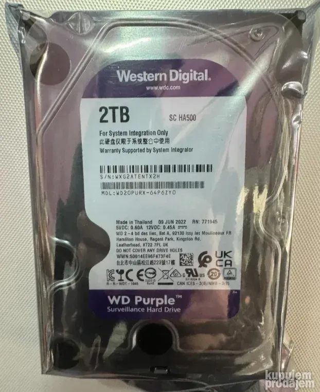 Hard Disk WD Purple 1TB 2TB 3TB