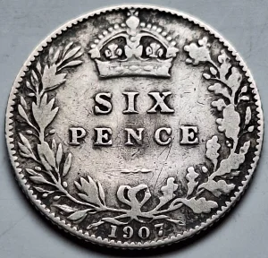 6 Pence 1907 Velika Britanija Srebro