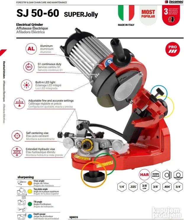 Oštrač lanca električni SUPER JOLLY Tecomec