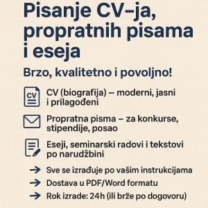 Pisanje CV-ja; propratnih pisama i eseja brzo i povoljno