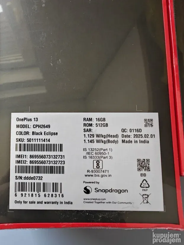 OnePlus 13 512/16gb  Midnight/Black/Noir