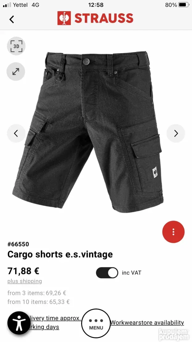 ENGELBERT STRAUSS muške kratke radne pantalone 58