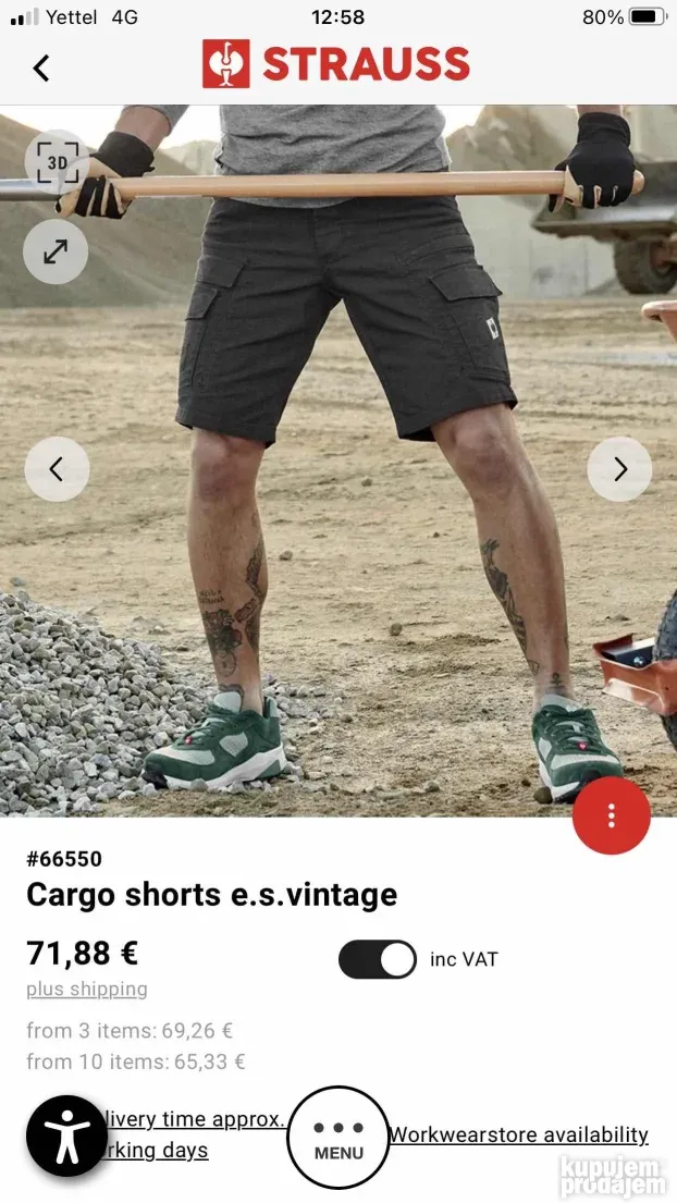 ENGELBERT STRAUSS muške kratke radne pantalone 58