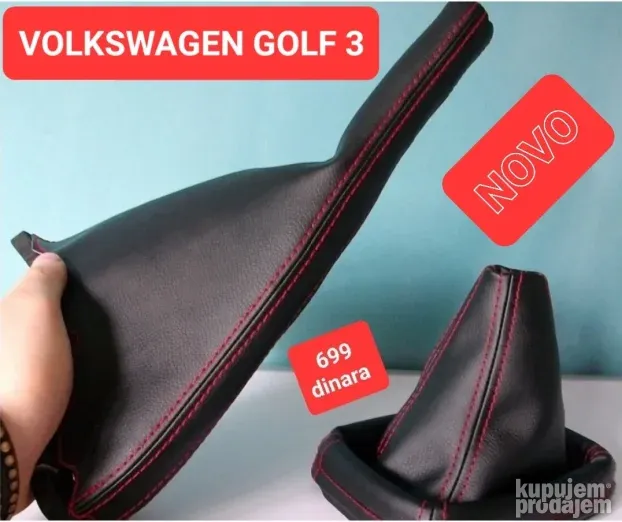 GOLF 3 kožica menjača i ručne (91-02) KOMPLET crveni konac