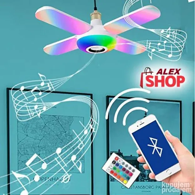 Muzička rasklopiva lampa luster 48w sa blututom
