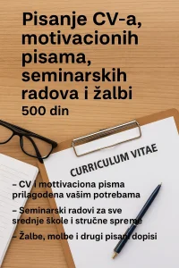 Pisanje CV-a, motivacionih pisama, seminarskih radova i žalb