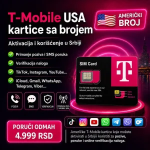 AMERICKA SIM SA BROJEM- Aktivirane USA Tmobile Sim Kartice