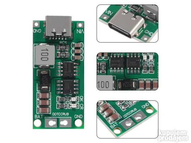 DC-DC Step Up modul za 3 18650 baterije 12.6V 2A USB-C
