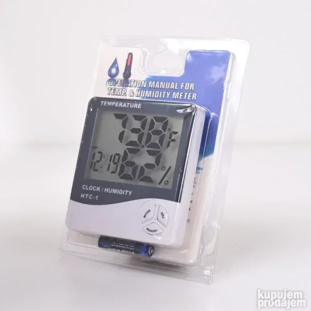 Termometar HTC-1 JWD temperetura, sat, vlaznost vazduha beli