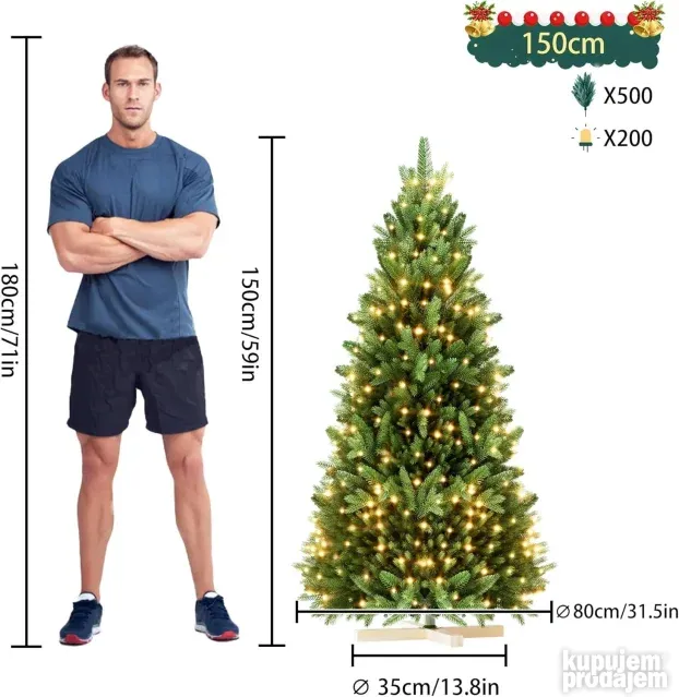 Novogodišnja jelka 150cm LED svetla