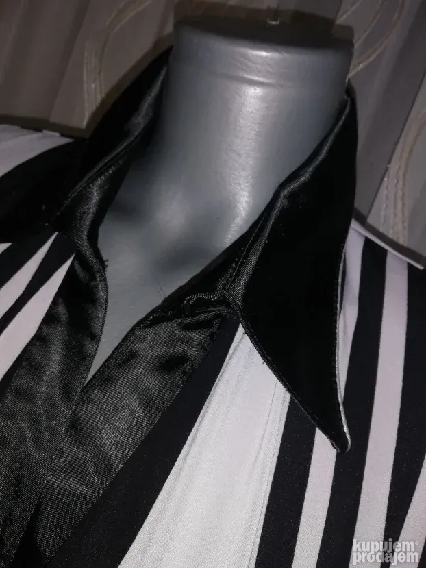 crno bela košulja sa saten kragnom CATELINE vel.44-46