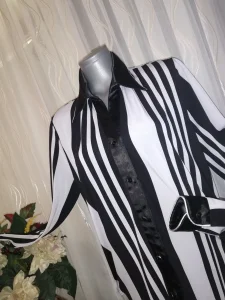 crno bela košulja sa saten kragnom CATELINE vel.44-46