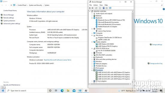 Lenovo 15.6" SLIM AMD A8-6410/8GB/256GB SSD/2 GRAFIKE/Bat 4H