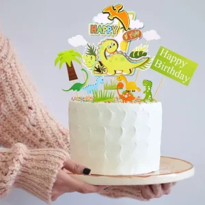 Happy Birthday dino set - Dekoracija za tortu