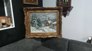 Vilerov goblen Crkva u snegu u duplom masivnom ramu