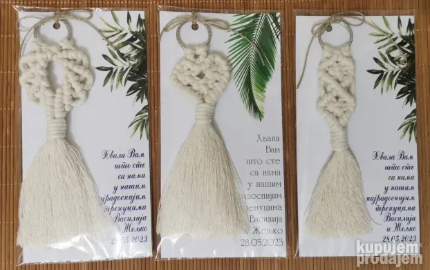 Originalni makrame poklon privezak za goste na venčanju