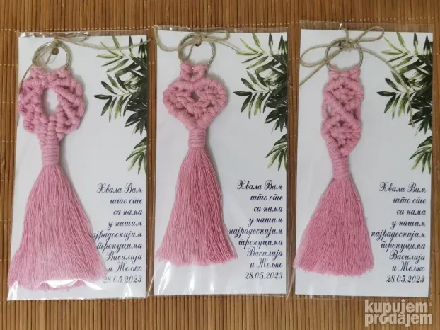 Originalni makrame poklon privezak za goste na venčanju