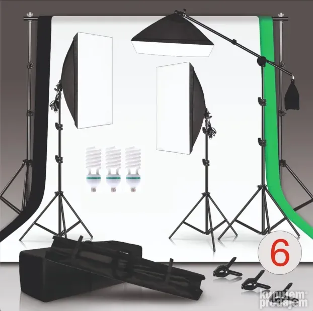 GreenScreen Green Screen Komplet 2.6x3.0m Foto Video 12in1