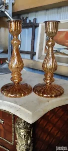 Art Deco stakleni Svecnjaci par Retkoo