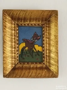 Retro manji goblen u drvenom ramu 28x23cm