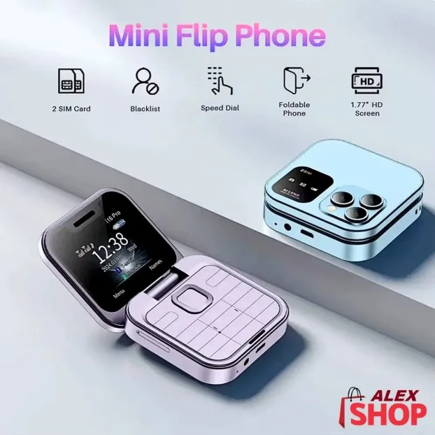 Mini Telefon na preklop i16 Pro dual SIM SD kartica