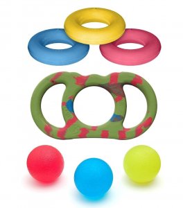 SET 3+1 gume za šaku + 3x antistres loptice