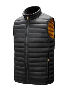 Men's Casual Nylon Stand Collar Vest Down Alternative Sleeve