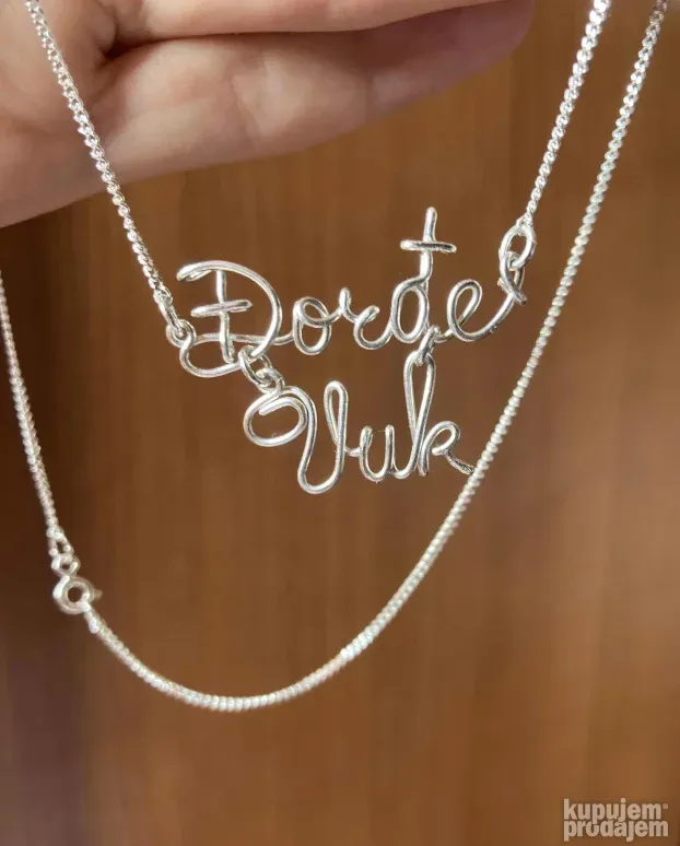 Srebro 925 - ogrlica sa tri imena dece. Lančić za mame