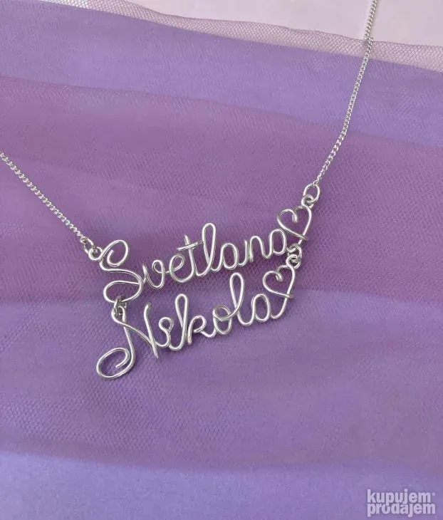 Srebro 925 - ogrlica sa tri imena dece. Lančić za mame