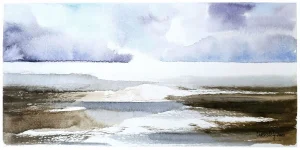 Obala posle kiše - akvarel 30x15cm