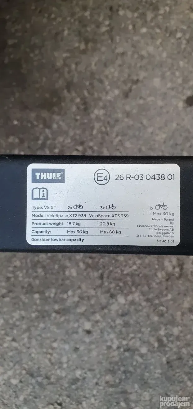 Thule VS XT 4 nosac bicikla