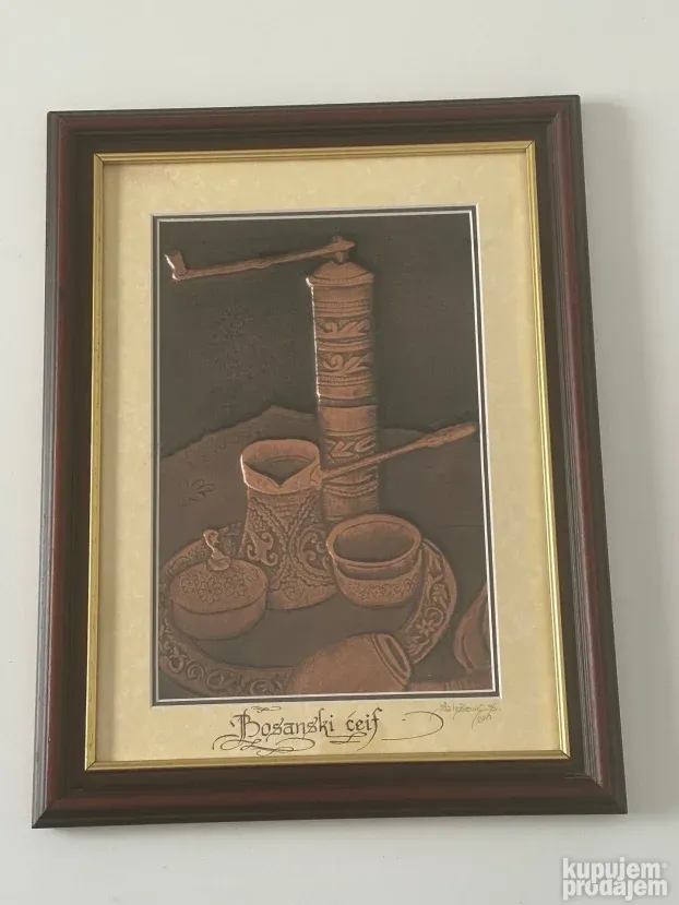 Bosanski ćeif - bakrorez u ramu, potpisan
