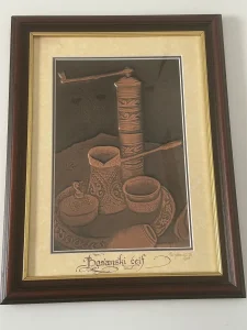 Bosanski ćeif - bakrorez u ramu, potpisan