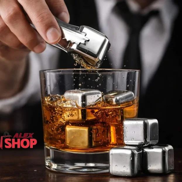 Metalni led ledene kocke za piće, vino i koktele