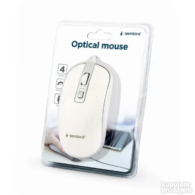 USB optički miš 800-1200Dpi 4 tastera Gembird MUS-4B-06-WS