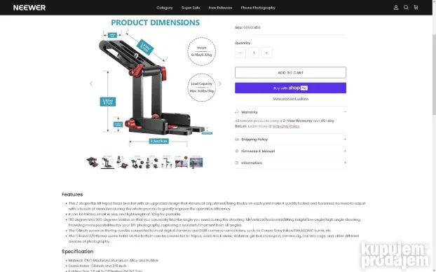 Z glava ORIGINAL NEEWER Upgraded Z-Flex Tilt Tripod Head NOV