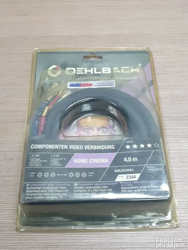 Oehlbach komponent 3RCA-3RCA video kabl 4m