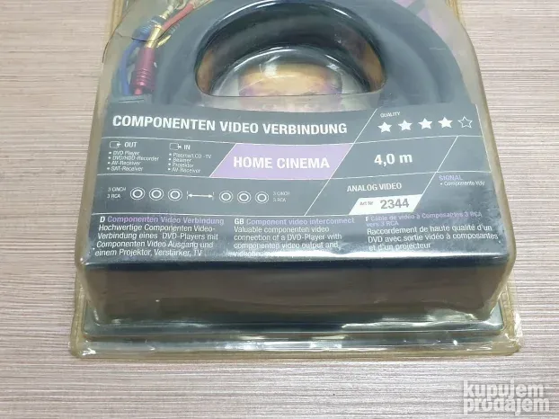 Oehlbach komponent 3RCA-3RCA video kabl 4m