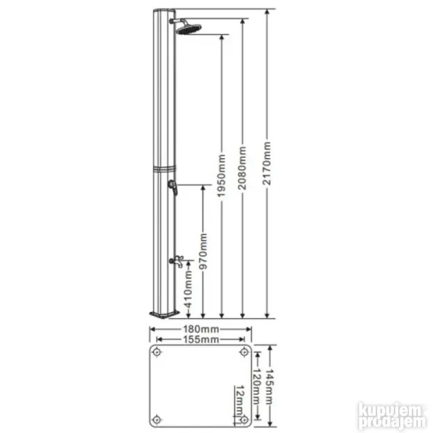 Solarni tuš 35 L sa slavinom za pranje nogu KR-04