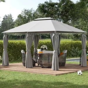 Tenda gazebo Belize 3x4x2.7m sa zavesama SIVA