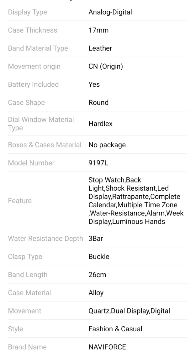 Muski rucni sat Naviforce NF9197l u kutiji